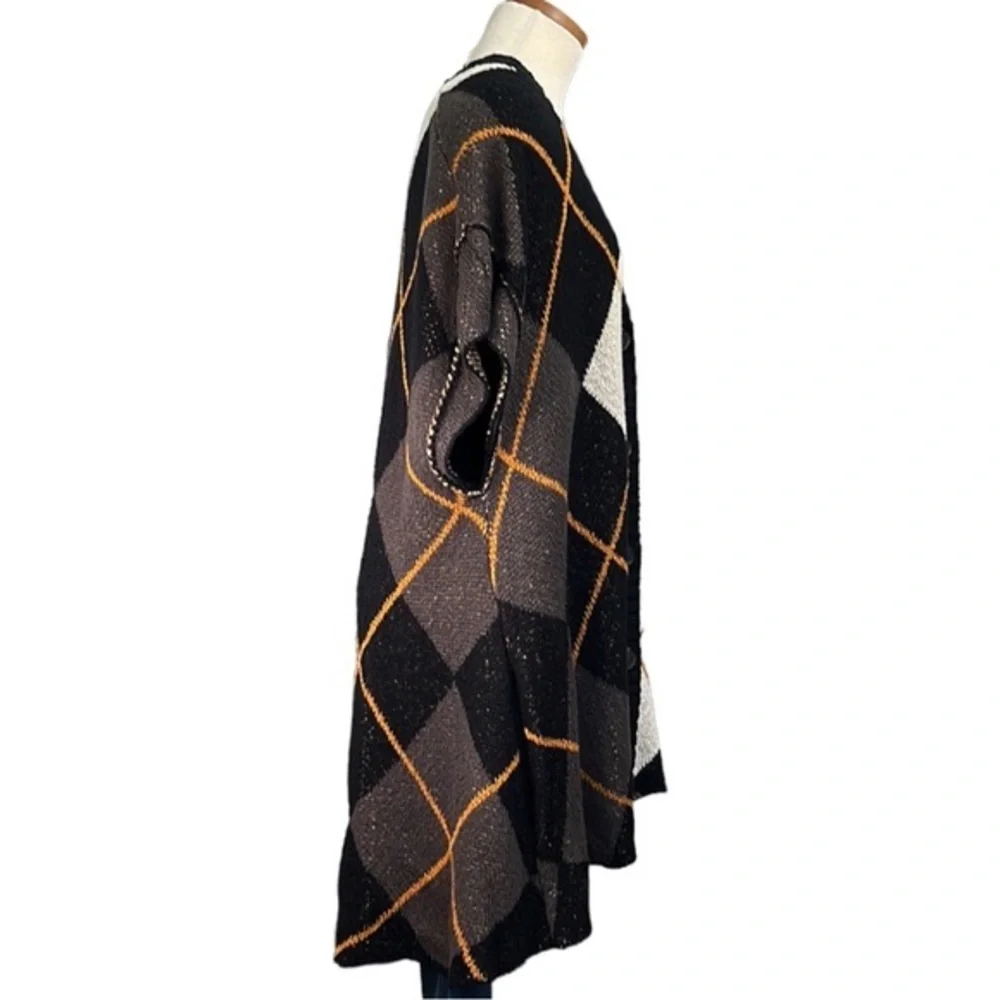 Free People Argyle Swing Chunky Knit Cardigan Dress, Medium - Picture 11 of 16